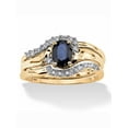 thumbnail image 1 of PalmBeach Jewelry 3 Piece 1.05 TCW Oval Sapphire and Diamond Accent Bridal Ring Set in Platinum-Plated or Yellow Gold-Plated Sterling Silver, 1 of 6