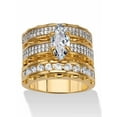 thumbnail image 1 of PalmBeach Jewelry 3 Piece 3.38 TCW Marquise Cubic Zirconia 14k Yellow Gold-Plated Bridal Ring Set, 1 of 5