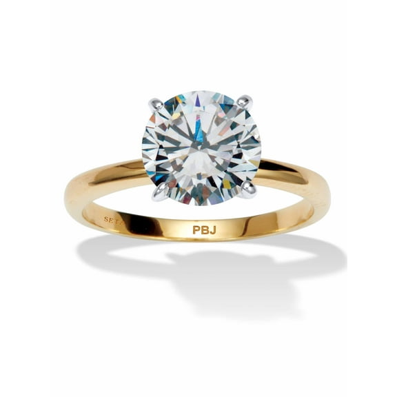 PalmBeach Jewelry 3 TCW Round Cubic Zirconia 14k Yellow Gold-plated Solitaire Engagement Ring, Sizes 5-10
