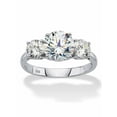 thumbnail image 1 of PalmBeach Jewelry 3 TCW Round White Cubic Zirconia 3-Stone Bridal Engagement Anniversary Ring in Platinum-plated Sterling Silver, 1 of 5