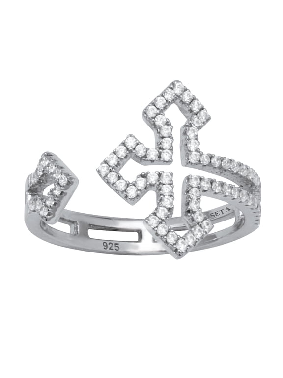 .35 TCW Round Cubic Zirconia Sterling Silver Gothic Cross Ring