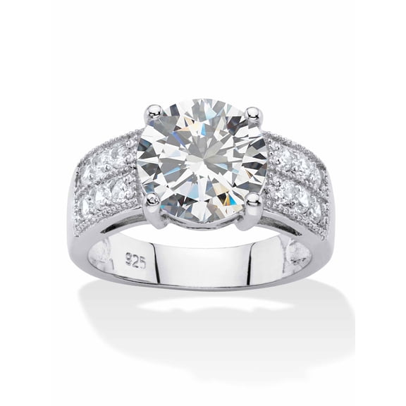 PalmBeach Jewelry 4.40 TCW Round White Cubic Zirconia Wedding Engagement Ring in Platinum-plated Sterling Silver