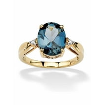 PalmBeach Jewelry 4.51 TCW Genuine London Blue Topaz & Diamond Accent Ring in Gold-Plated Sterling Silver