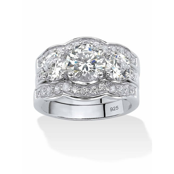 PalmBeach Jewelry 4.59 TCW Round Cubic Zirconia 3-Piece Bridal Set in Sterling Silver