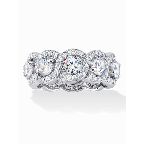 PalmBeach Jewelry 4.60 TCW Rose or White Cubic Zirconia Gold-Plated or Platinum-Plated Silver Halo Crossover Eternity Ring