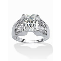 PalmBeach Jewelry 4.73 TCW Emerald-Cut Cubic Zirconia Ring in Platinum-plated Sterling Silver