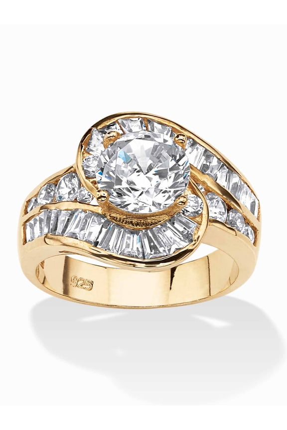4.79 TCW Round Cubic Zirconia Bypass Ring in 14k Gold-plated Sterling Silver