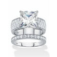 thumbnail image 1 of PalmBeach Jewelry 4.80 TCW Princess-Cut White Cubic Zirconia 2-Piece Bridal Wedding Ring Set in Platinum-plated Sterling Silver, 1 of 6