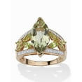 thumbnail image 1 of PalmBeach Jewelry 4.83 TCW Marquise-Cut Genuine Green Amethyst and Diamond Ring in 18k Gold-plated Sterling Silver, 1 of 5