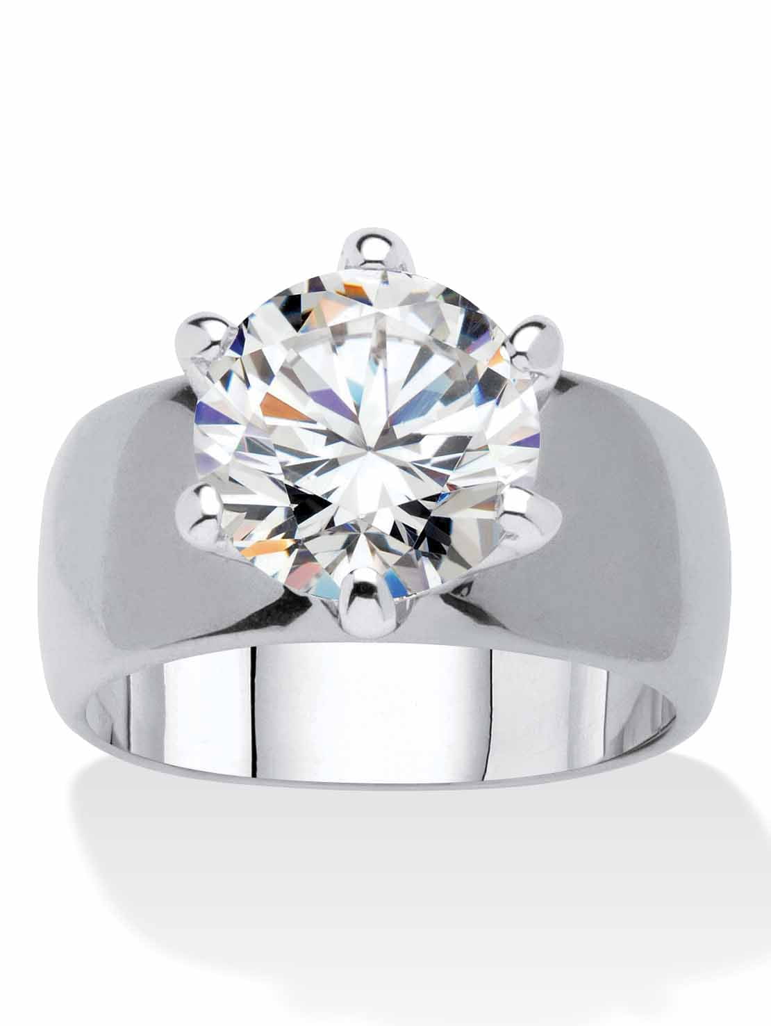 PalmBeach Jewelry 4 TCW Round Cubic Zirconia Solitaire Ring in Gold-Plated, Rose Gold-Plated or Silvertone