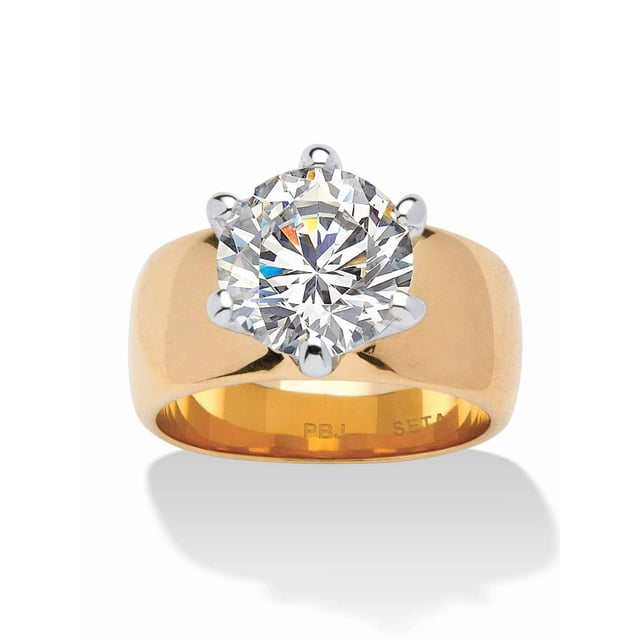 Palmbeach Jewelry 4 Tcw Round Cubic Zirconia Solitaire Ring In Gold Plated Rose Gold Plated Or 1089