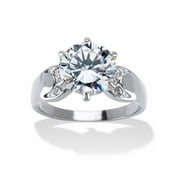 PALMBEACH JEWELRY 4 TCW Round Cut Cubic Zirconia and Pave Crystal Stainless Steel or Gold Ion-Plated Stainless Steel Ring