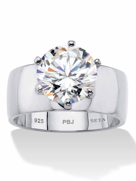 4 TCW Round White Cubic Zirconia .925 Sterling Silver or 14k Gold Plated Solitaire Engagement Ring