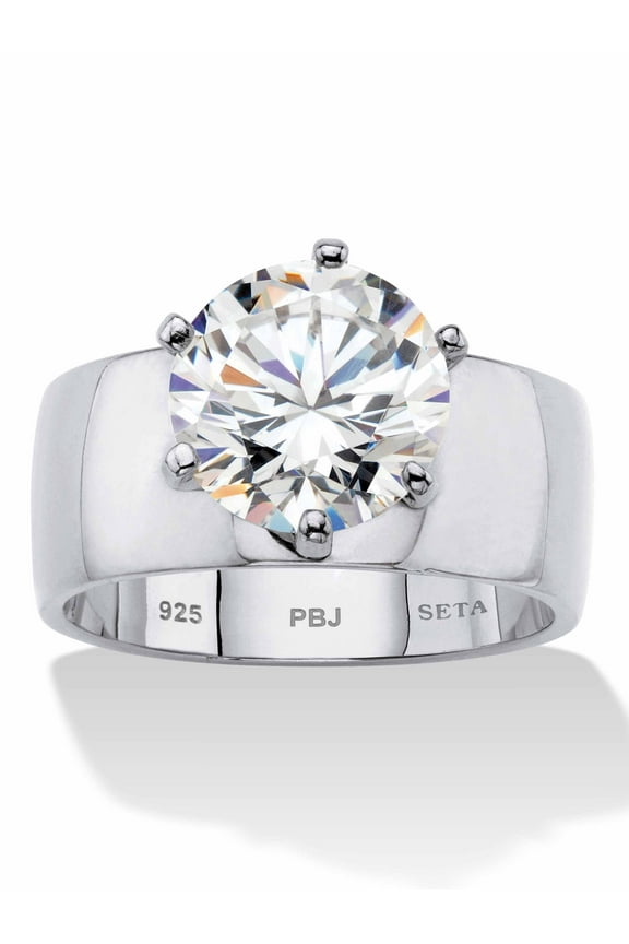 4 TCW Round White Cubic Zirconia .925 Sterling Silver or 14k Gold Plated Solitaire Engagement Ring