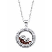 PalmBeach Jewelry .46 TCW Simulated Birthstone and CZ Floating Charm Pendant in Silvertone