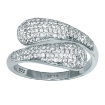 PalmBeach Jewelry .48 TCW Round Cubic Zirconia Sterling Silver Open Wrap Ring