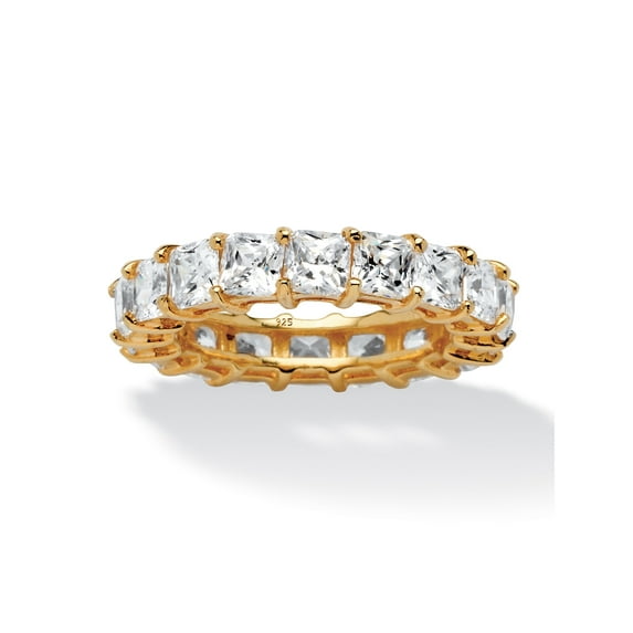 PalmBeach Jewelry 5.40 TCW Princess-Cut Cubic Zirconia Eternity Band in 14k Gold-plated Sterling Silver