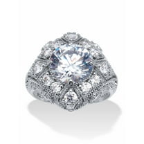 PalmBeach Jewelry 5.50 TCW Round Cubic Zirconia Platinum-Plated Sterling Silver Cluster Ring