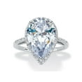 thumbnail image 1 of PalmBeach Jewelry 5.90 TCW Pear-Cut Cubic Zirconia Platinum-plated Sterling Silver Halo Engagement Ring, 1 of 4