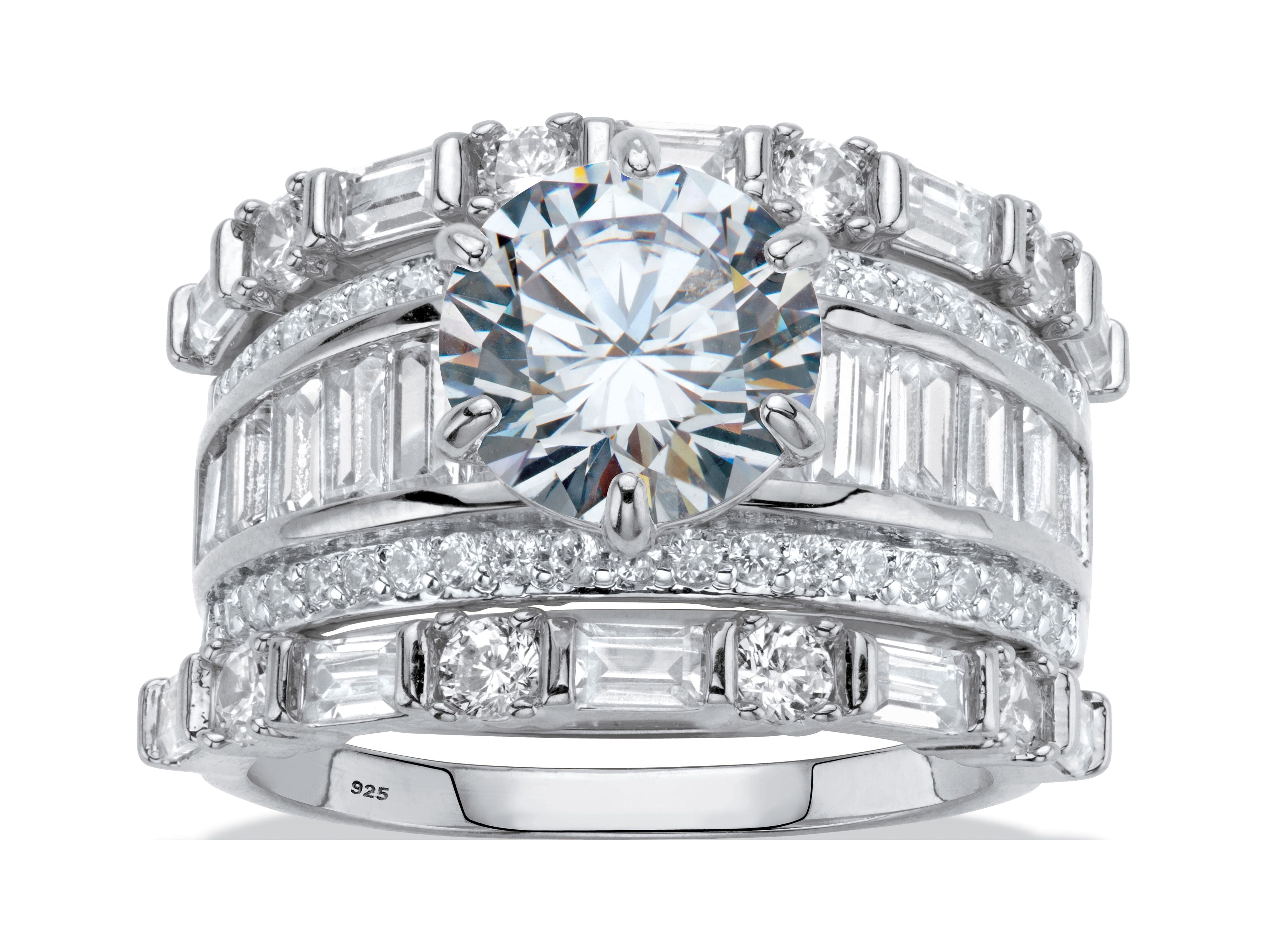 PalmBeach Jewelry 6.38 TCW Round and Baguette-Cut Cubic Zirconia PalmBeach Jewelry 6.38 TCW Round and Baguette-Cut Cubic Zirconia