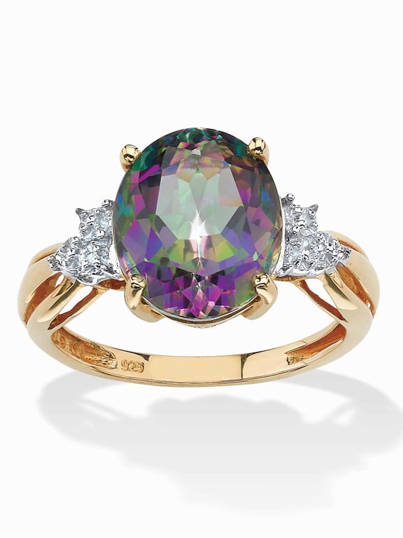 6 TCW Genuine Oval-Cut Fire Topaz Ring in 18k Yellow Gold-plated Sterling Silver