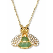 PalmBeach Jewelry .61 TCW Round Cut Cubic Zirconia Genuine Green Jade 18k Yellow Gold-plated Bee Pendant Necklace, 18 inches