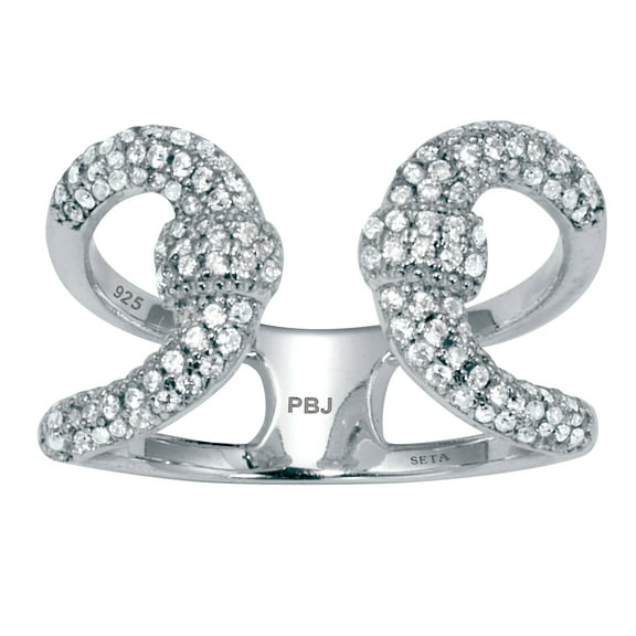PalmBeach Jewelry .68 TCW Round Cubic Zirconia Sterling Silver Open Wrap Ring