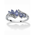 thumbnail image 1 of PalmBeach Jewelry .77 TCW Marquise-Cut Genuine Purple Tanzanite Diamond Accent Platinum-plated Sterling Silver Ring, 1 of 5
