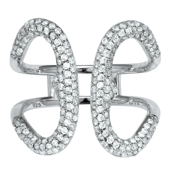 PalmBeach Jewelry .84 TCW Round Cubic Zirconia Sterling Silver Open Loop Ring