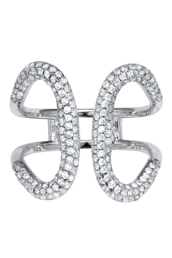 .84 TCW Round Cubic Zirconia Sterling Silver Open Loop Ring