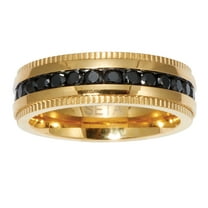 PalmBeach Jewelry .92 TCW Men's Black Cubic Zirconia Gold Ion-Plated Stainless Steel Eternity Ring