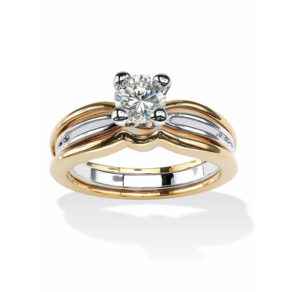 PalmBeach Jewelry .98 TCW Round Cubic Zirconia Solitaire Engagement Ring in 18k Gold-Plated