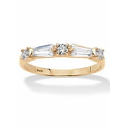 PalmBeach Jewelry .98 TCW Round and Baguette Cubic Zirconia Ring in Yellow Gold-Plated Sterling Silver or Sterlign Silver or Gold-Plated