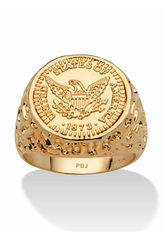 American Eagle Coin-Design Gold-Plated Ring, Includes Gift Box and Pouch