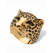 PalmBeach Jewelry Black Pave Crystal Leopard Fashion Ring Yellow Gold-Plated
