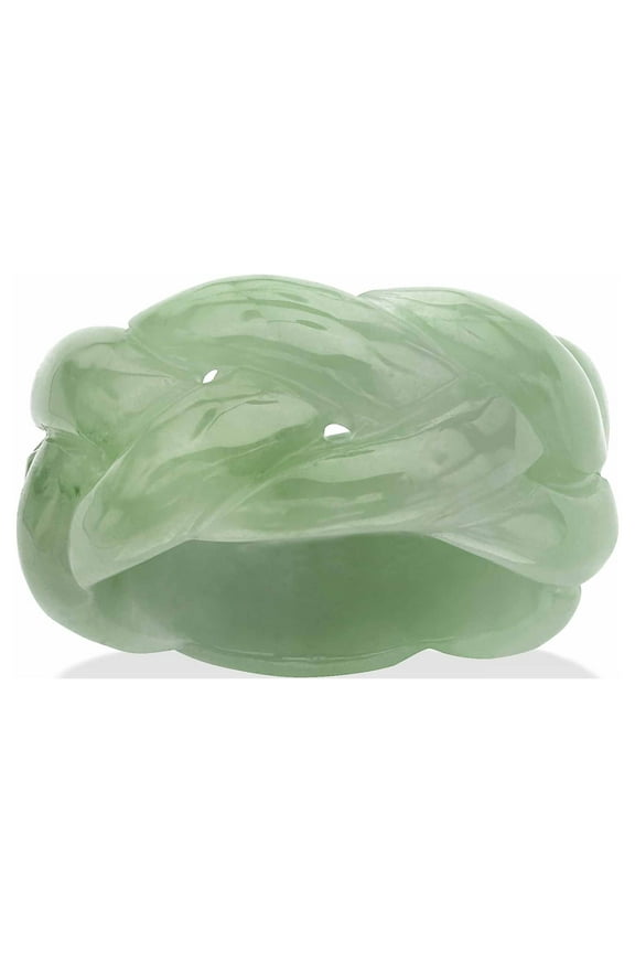 Braided Green Jade Eternity Ring in 14K Yellow Gold