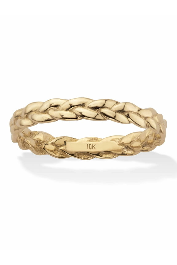 Braided Stackable Band Ring 10K Solid Yellow Gold