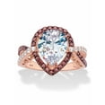 thumbnail image 1 of PalmBeach Jewelry Brown and White CZ Cushion Cut Halo Engagement Ring 2.94 TCW or Pear Cut 3.25 TCW in 14k Yellow or Rose Gold Plated Sterling Silver, 1 of 5