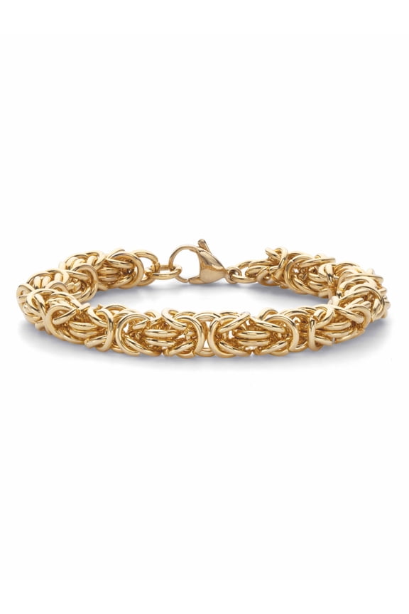 Byzantine-Link Bracelet Gold Ion-Plated Stainless Steel (8mm) 7.5" Length