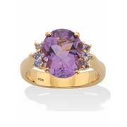 PALMBEACH JEWELRY Classic Oval-Cut Genuine Amethyst and Purple Tanzanite Two-Tone Ring 4.74 TCW Gold-Plated Sterling Silver