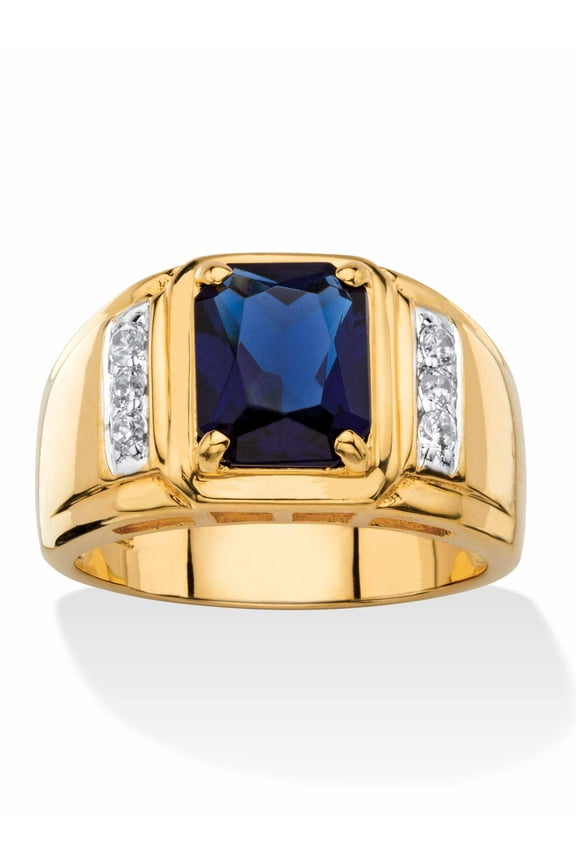 Classic Ring Blue Sapphire, Diamond Rings, 18K Gold-Plated