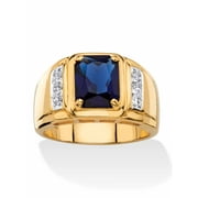 PalmBeach Jewelry Classic Ring Blue Sapphire, Diamond Rings, 18K Gold-Plated