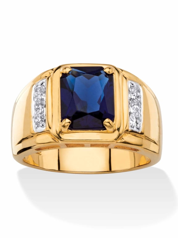 Classic Ring Blue Sapphire, Diamond Rings, 18K Gold-Plated