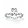 thumbnail image 1 of PalmBeach Jewelry Created White Sapphire Engagement Ring in Platinum-Plated Sterling Silver, 1 of 5