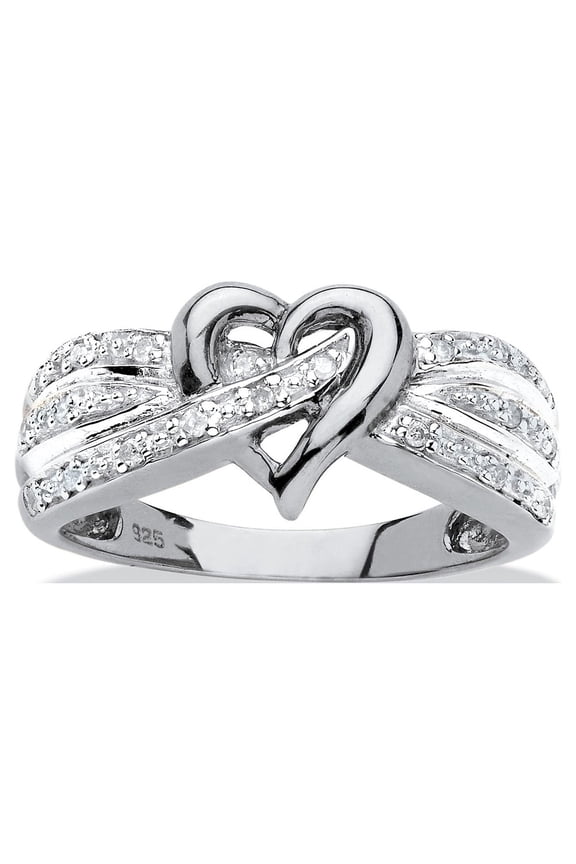 Crossover Heart Diamond Ring 1/10 ct. t.w. in Platinum Over Sterling Silver