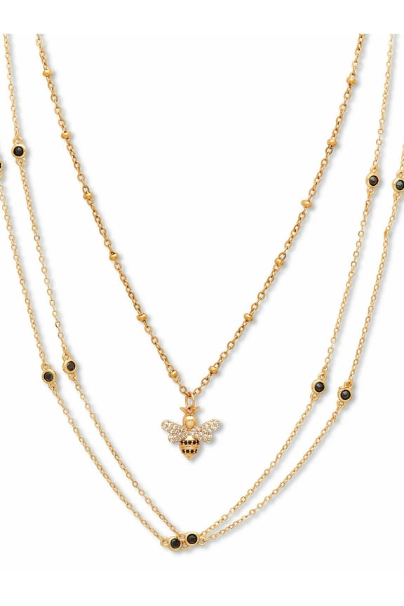 Crystal Bumblebee Yellow Gold Ion-Plated and Goldtone Layered Necklace Set 18, 20 Inch