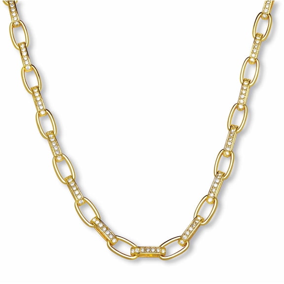 PalmBeach Jewelry Crystal Goldtone Paperclip Necklace, 15.5 Inches