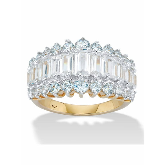 PalmBeach Jewelry Cubic Zirconia Geometric Ring, Gold-Plated, 7", 4.38 ct