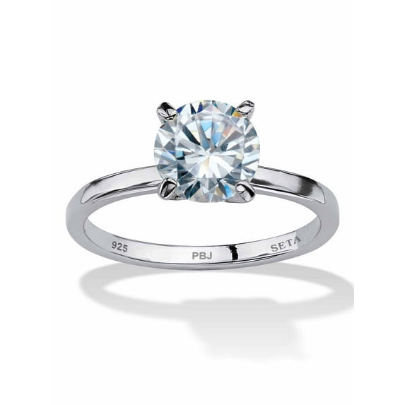 PalmBeach Jewelry Cubic Zirconia Solitaire Engagement Ring 2.0 TCW in Yellow Gold-Plated or Sterling Silver