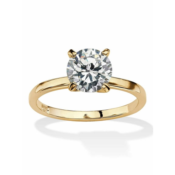 PalmBeach Jewelry Cubic Zirconia Solitaire Engagement Ring 2.0 TCW in Yellow Gold-Plated or Sterling Silver